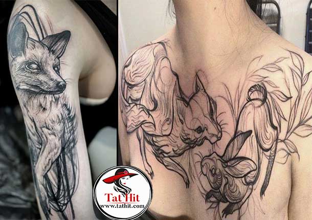 Black and white fox tattoo tattoo meaning