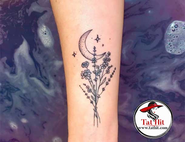 lavender with moon tattoo idea