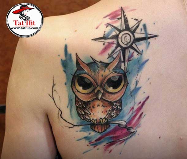 watercolor owl tattoo ideas