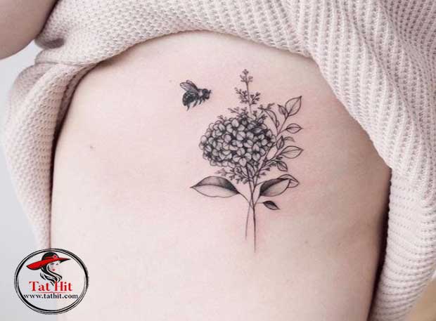 Hydrangea tattoo on chest for girls