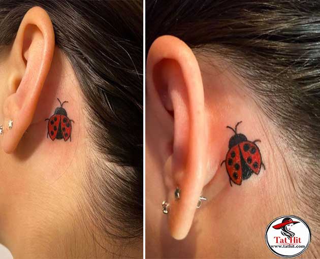 behind ear ladybug tattoo