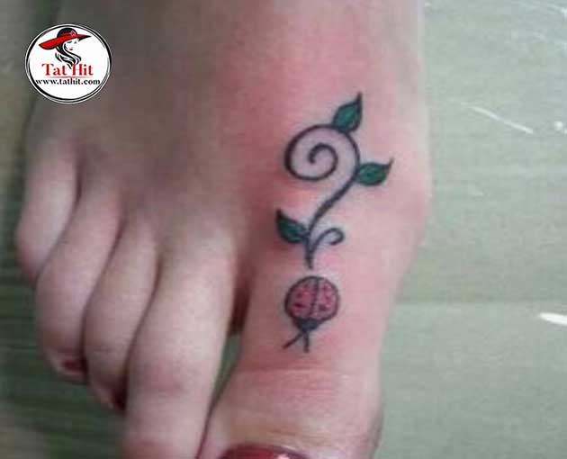 pretty ladybug tattoo on the foot