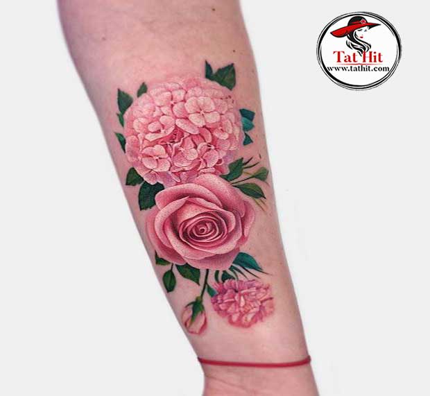 rose and Hydrangea tattoo