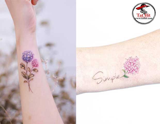 watercolor hydrangea tattoo for women