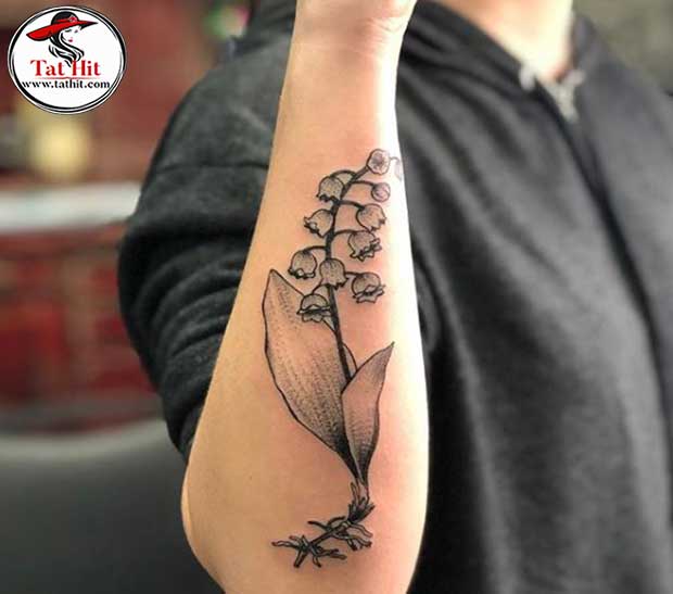 Lily Of The Valley Tattoos in Black and White Color