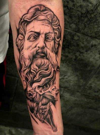 hades and cerberus tattoo on arm