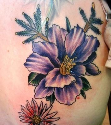 Classic Larkspur Flower Tattoo On Shoulder