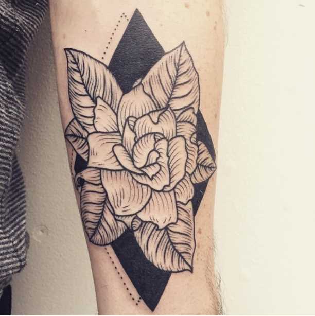 Gardenia Flower Geometric Tattoo