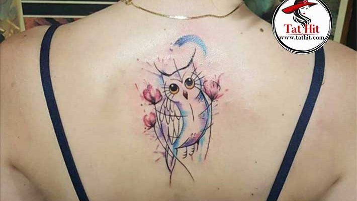 watercolor barn owl tattoo